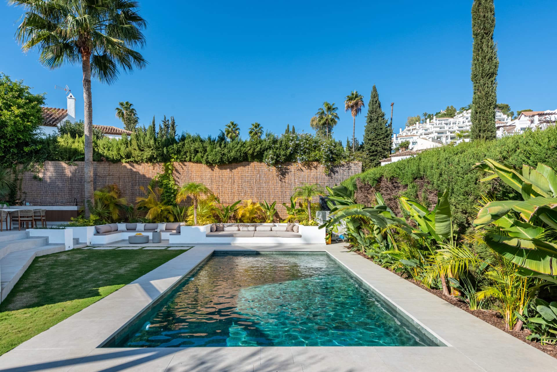 Top-renovated villa hidden inside a gated community in Nueva Andalucía.