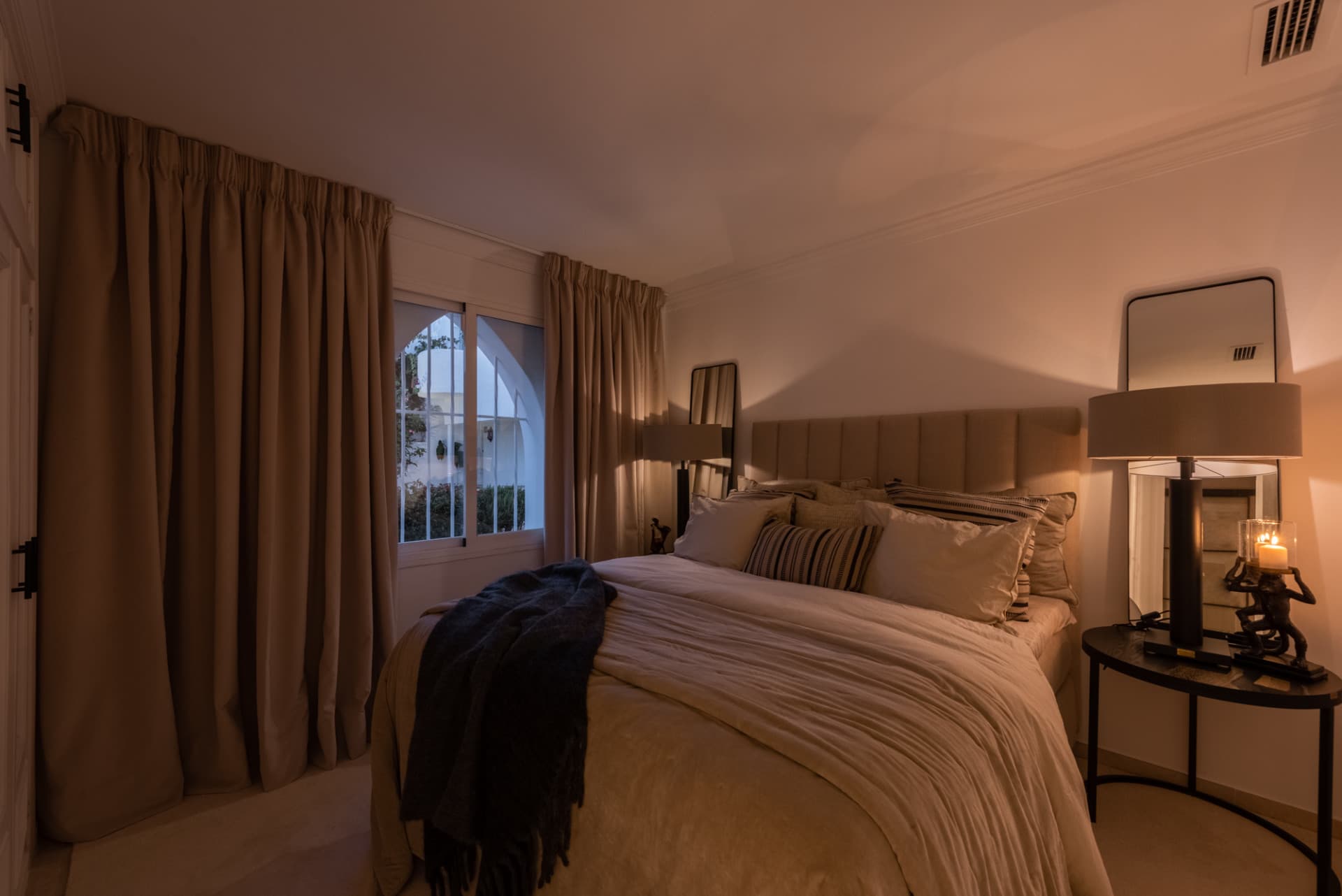 Scandi-style design bungalow in the beachfront Oasis Club on Marbella's Golden Mile.