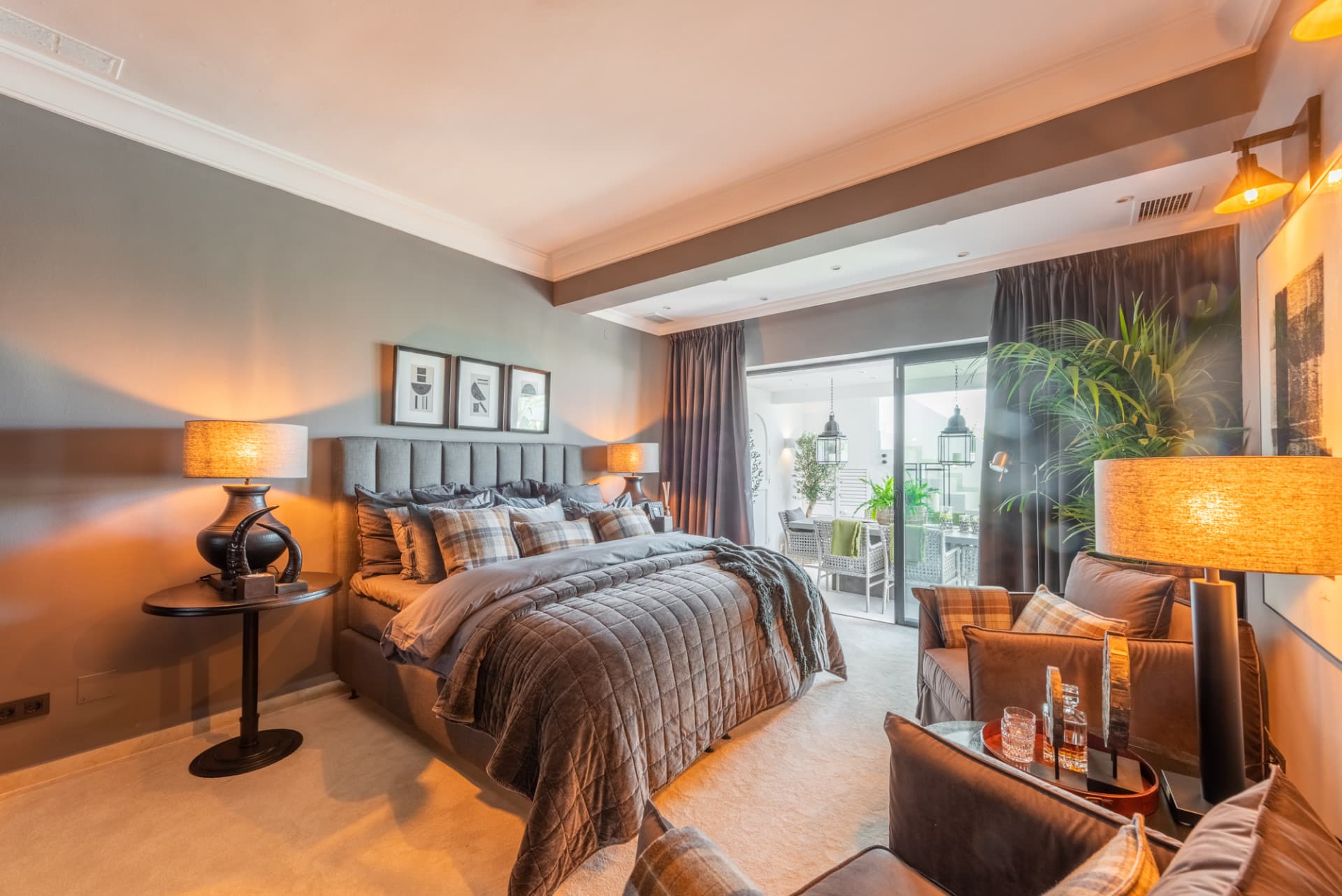 Scandi-style design bungalow in the beachfront Oasis Club on Marbella's Golden Mile.