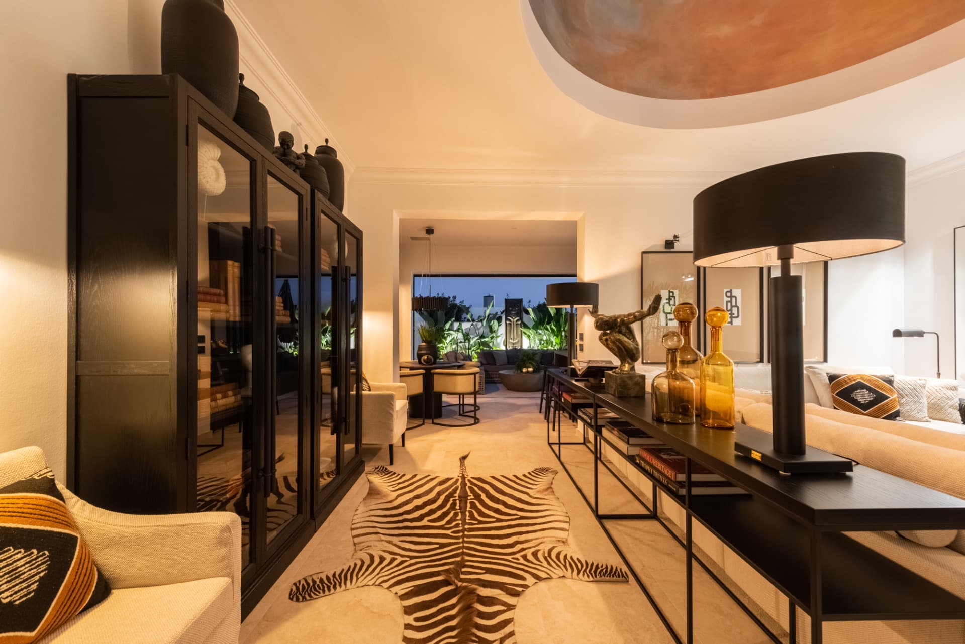 Scandi-style design bungalow in the beachfront Oasis Club on Marbella's Golden Mile.