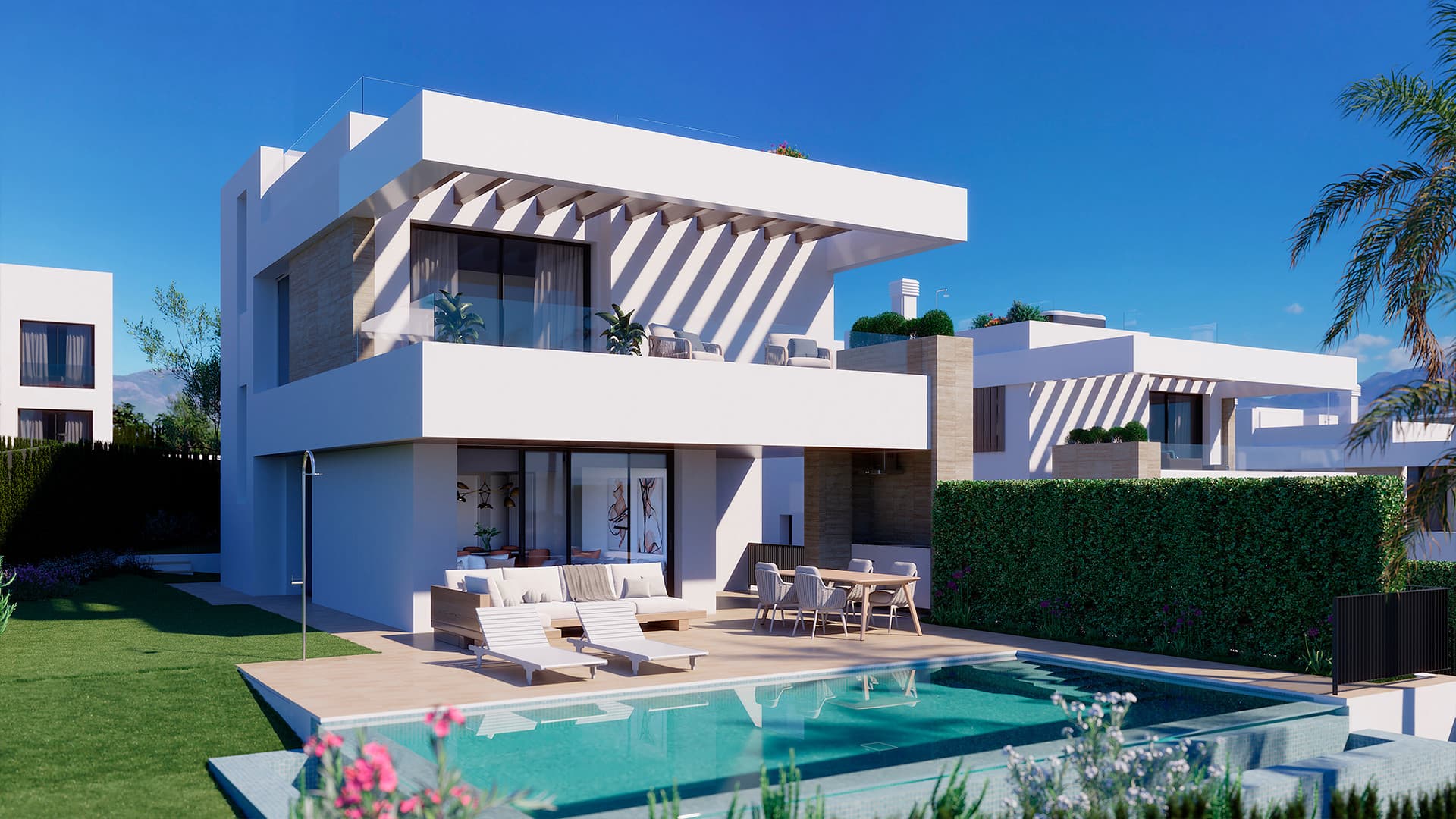 Seven luxury villas in a prime location close to the beach and Puerto Banús and in walking distance to Golf Club
