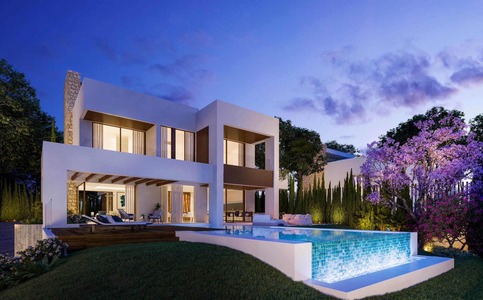 Newly built luxury, four bedroom, south facing villa located in an exclusive gated community on the edge of Marbella´s Golden Mile