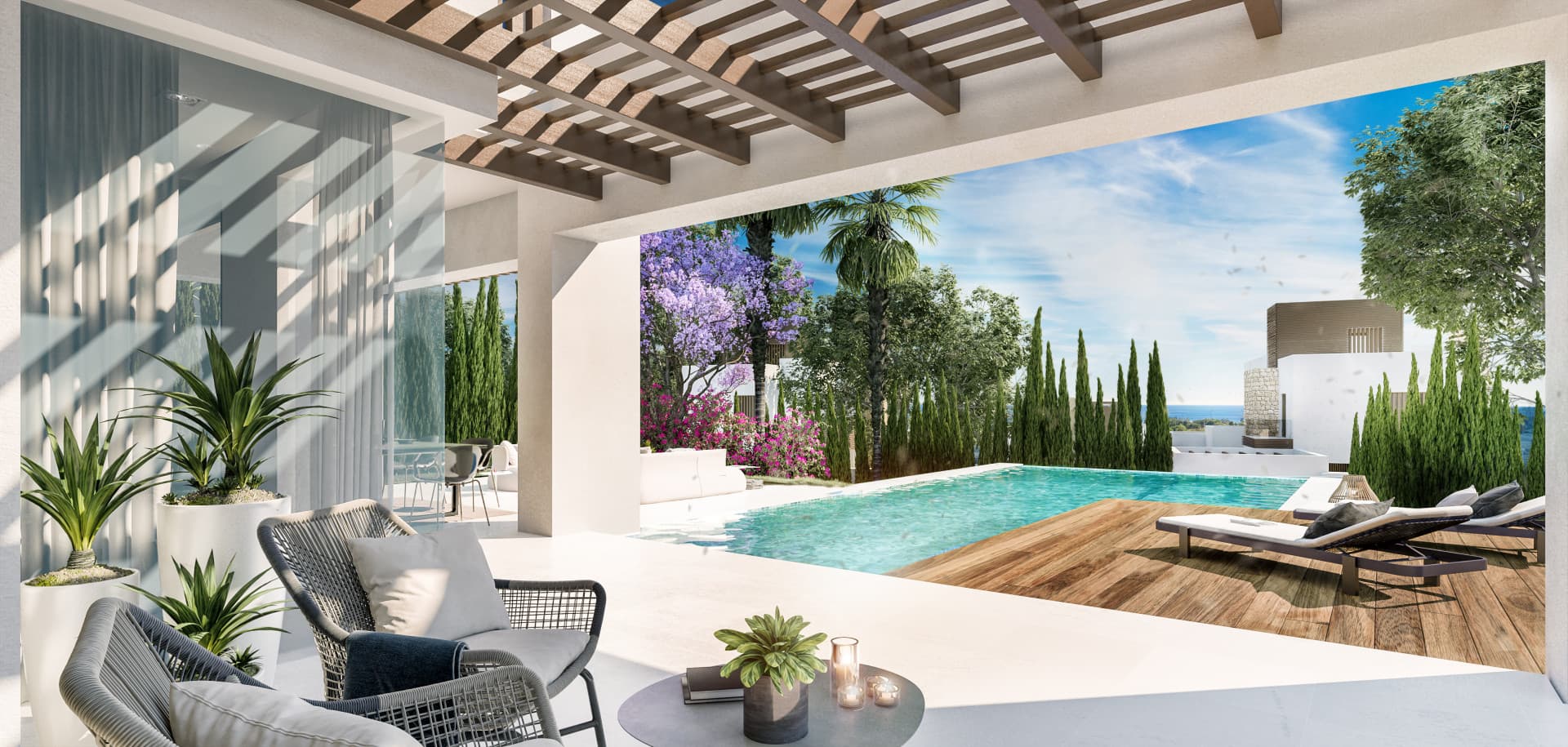 Newly built luxury, four bedroom, south facing villa located in an exclusive gated community on the edge of Marbella´s Golden Mile