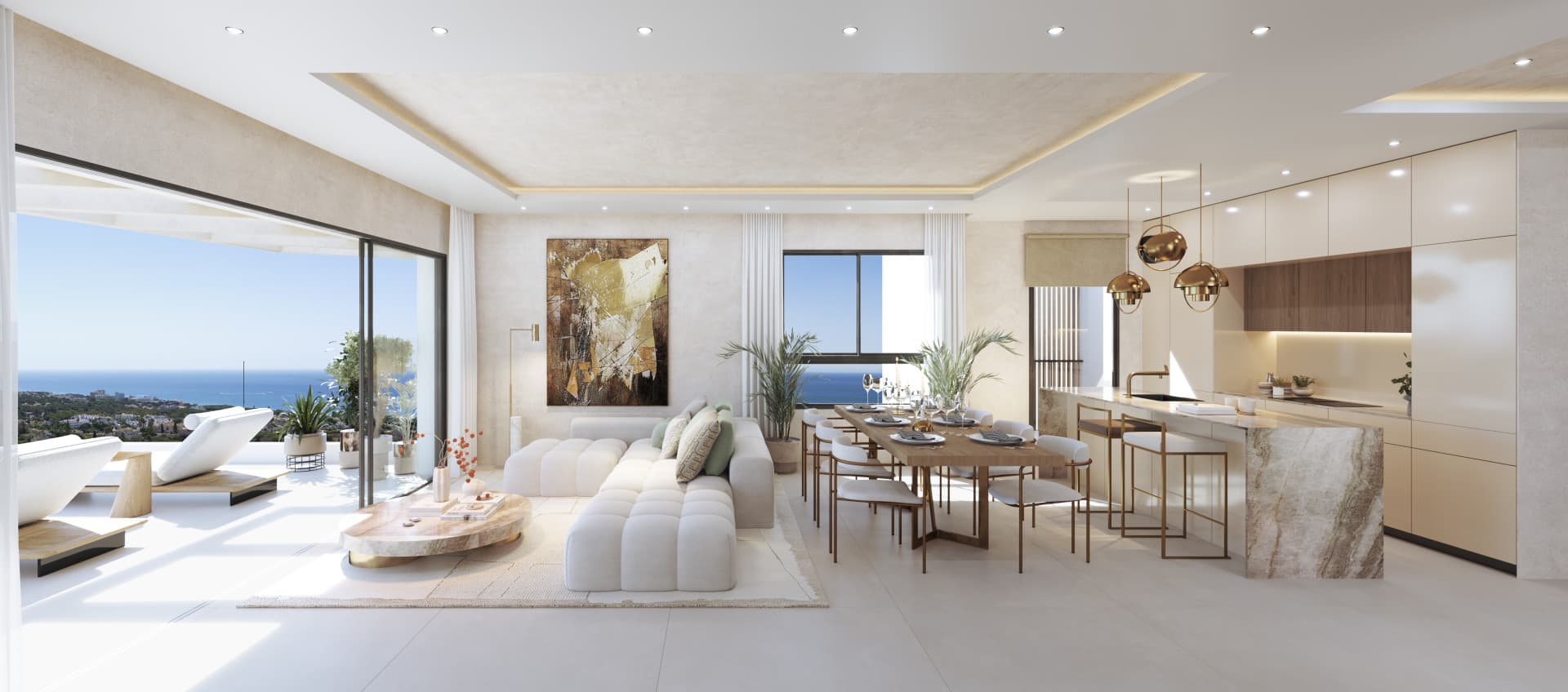Un hermoso bajo con piscina, jardín privado y vistas al mar