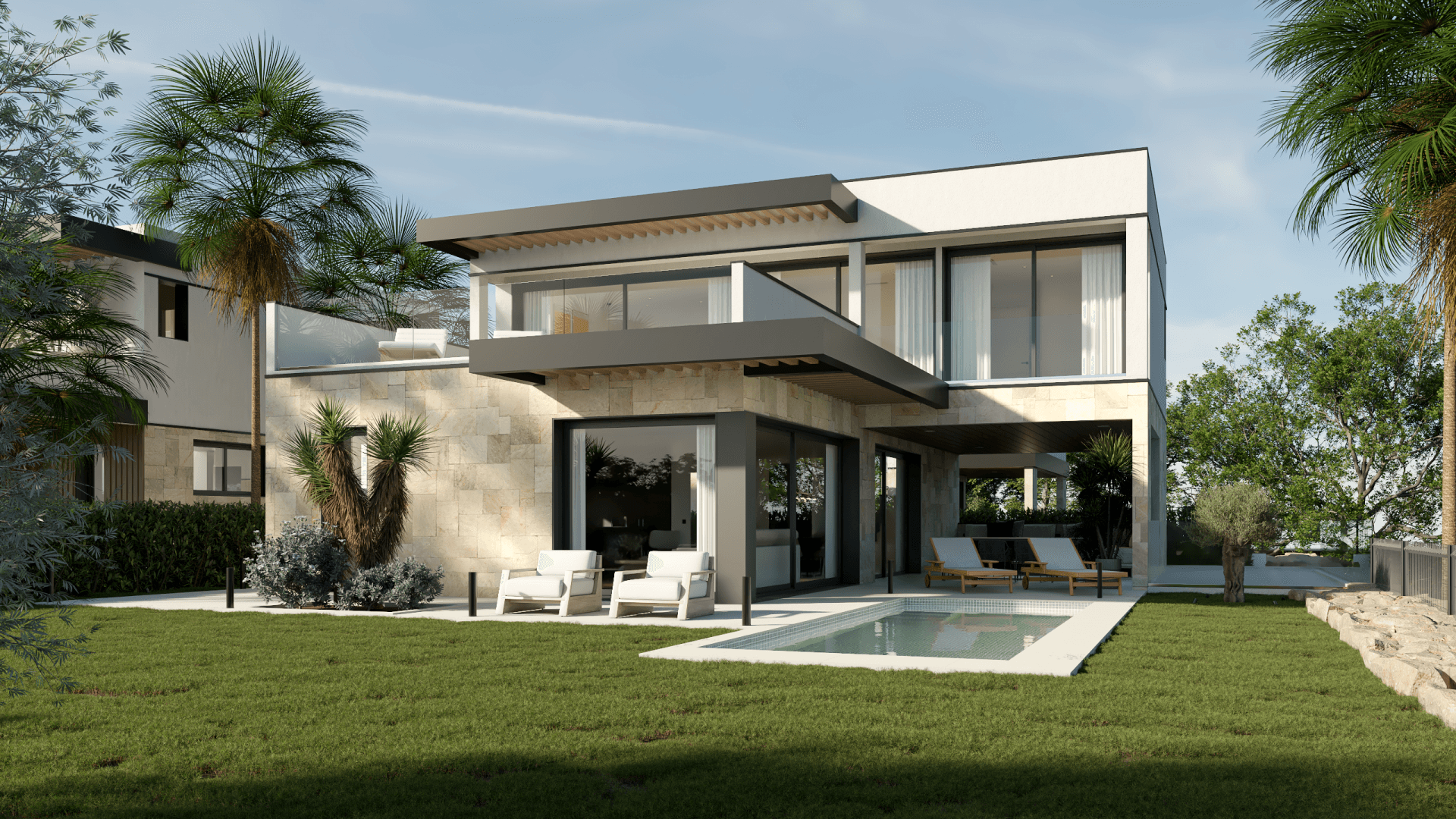 Moderna villa sobre plano junto al campo de golf El Campanario, en la Nueva Milla de Oro