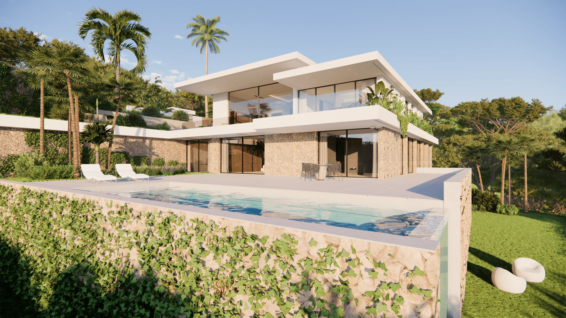 Villa moderna con vistas panorámicas al mar y a la montaña en Las Lomas de La Quinta