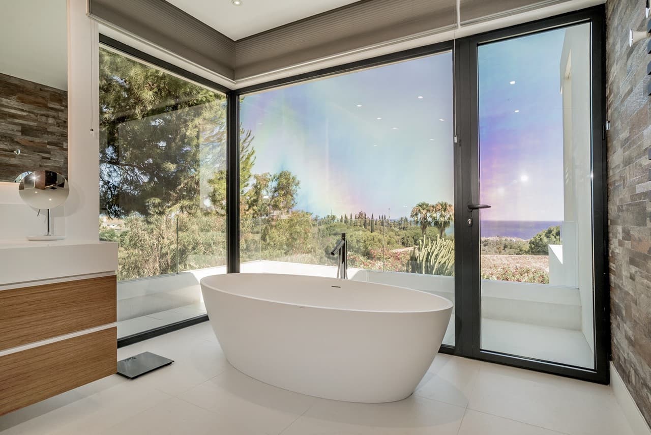 This exceptional villa is nestled within an exclusive gated community in Marbella’s prestigious Golden Mile